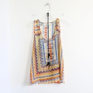 Vintage Havana boho ethnic print tank top sheer M medium chiffon Southwestern